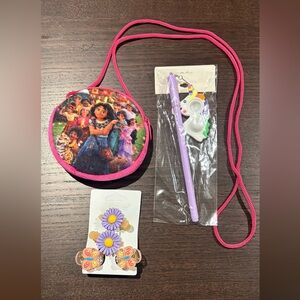 Girls Character Crossbody Purse + Hair Clips + Pen & Pop It Keychain Bundle NWT